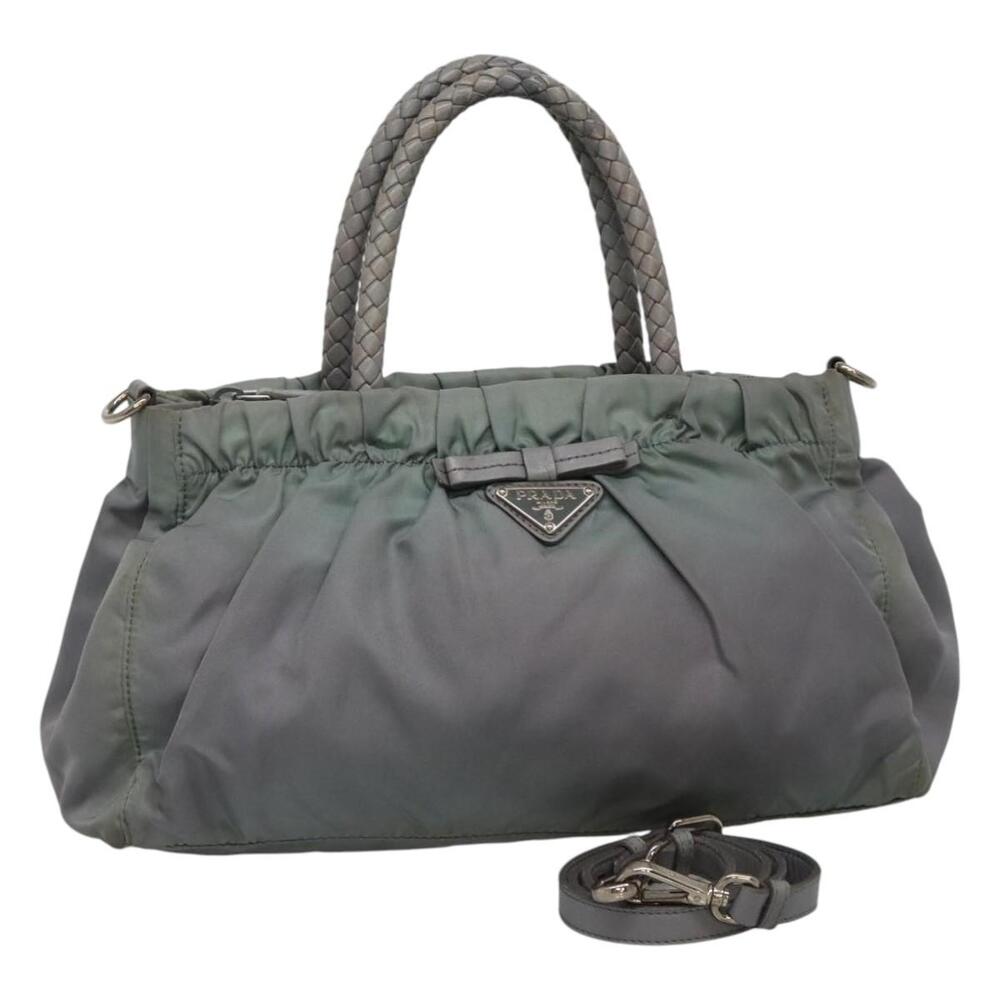 PRADA Hand Bag Nylon Gray